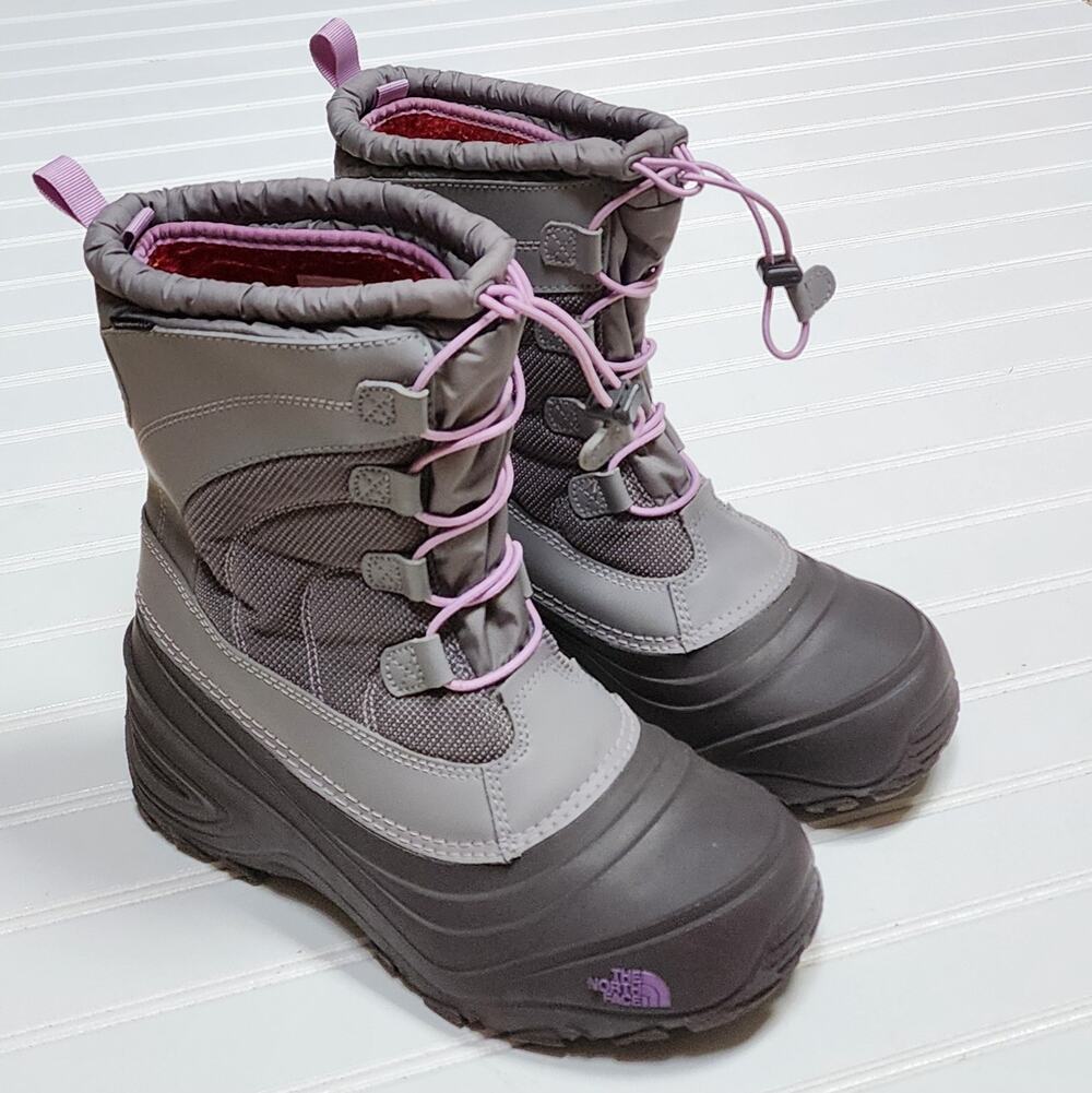 The North Face Alpenglow IV Big Kids Winter Boots Size 7 Gray & Purple
